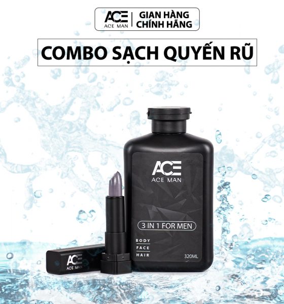 COMBO sữa tắm 320 ML và son dưỡng ACEMAN 100 ML